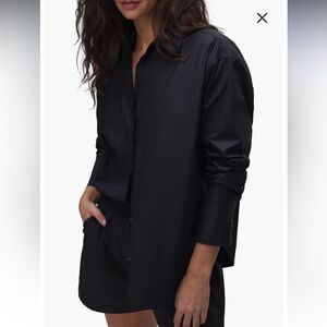 Good American Black Casual Button-Down Shirt